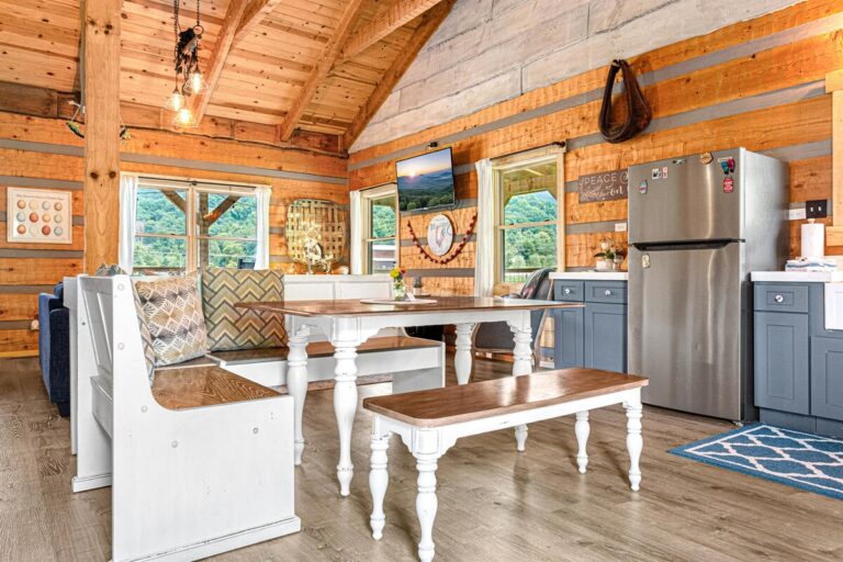 This hand made dining area provides the perfect place for family dinner